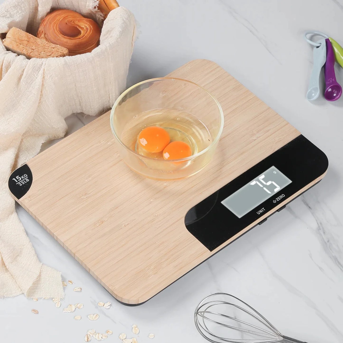 Electronic Kitchen Scale . Wooden,  Measuring /Baking/ Cooking