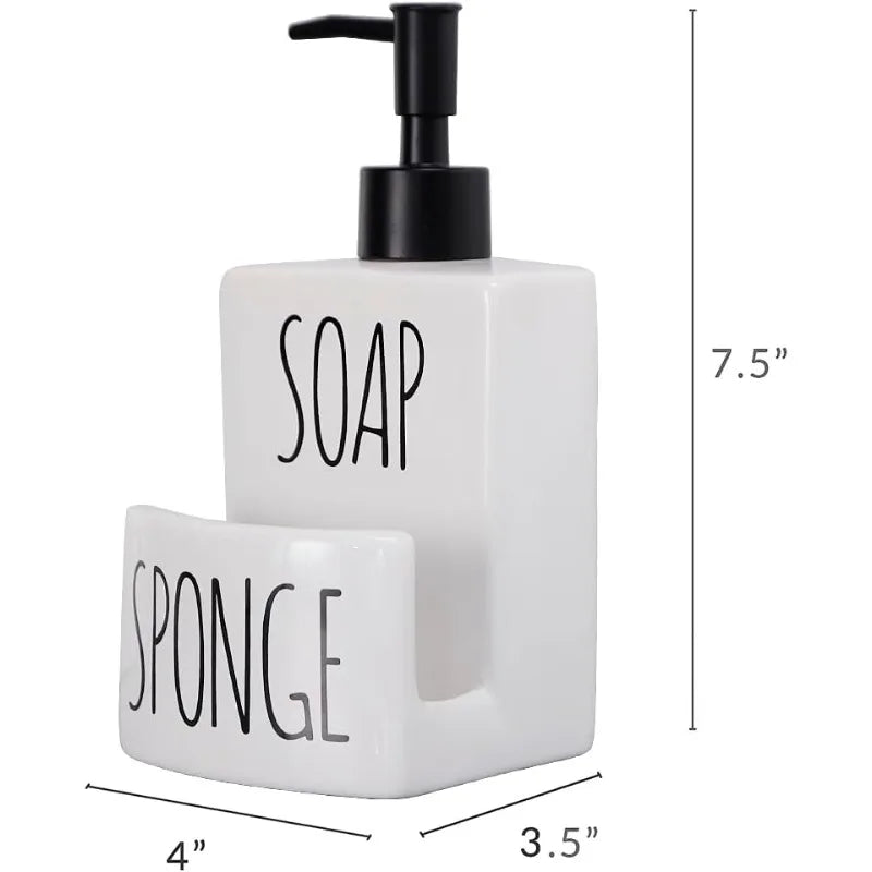 Ceramic  2-in-1 Soap Dispenser,Sponge Holder