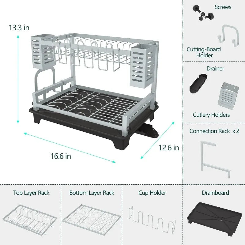 2 Tier Dish Drying Rack for Countertop