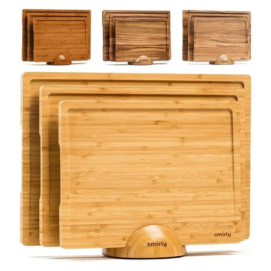 Bamboo Cutting Board Set with Holder