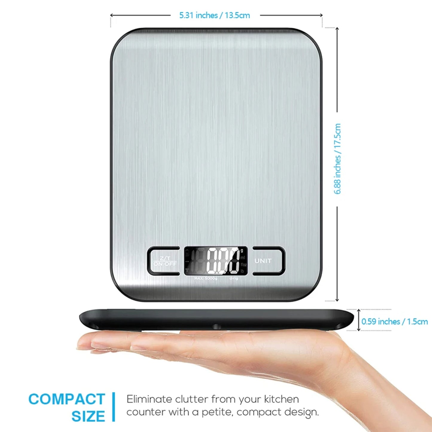 Digital Kitchen Scale LCD Display Precise Stainless Steel Food For Cooking Baking Weighing Electronic