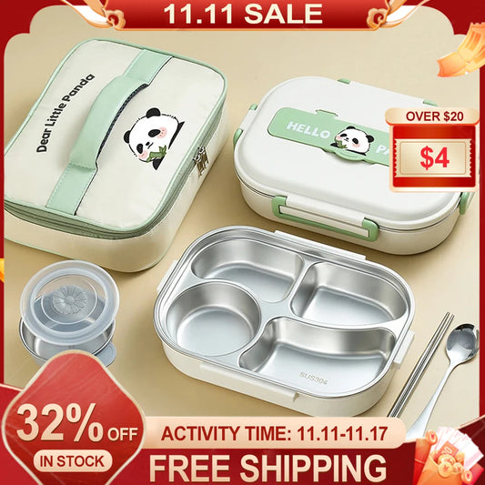 Leakproof Panda Lunch Box With Cutlery Set