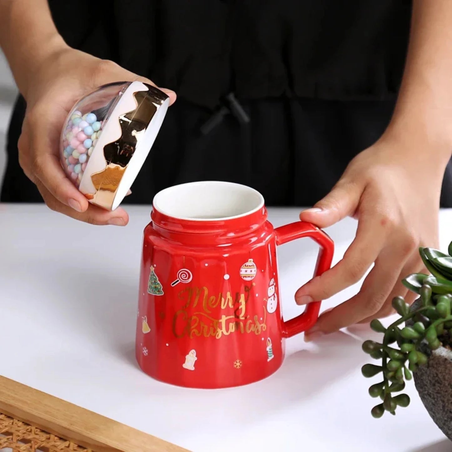 Christmas Mugs With Lid And Spoon