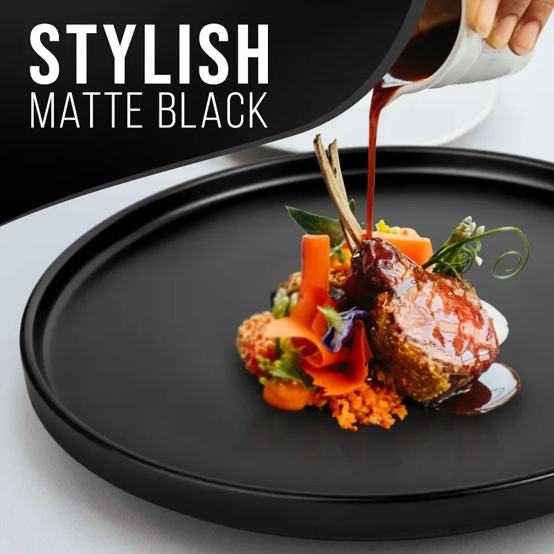 Ultra Chic Black Stoneware Plate Sets for 4-