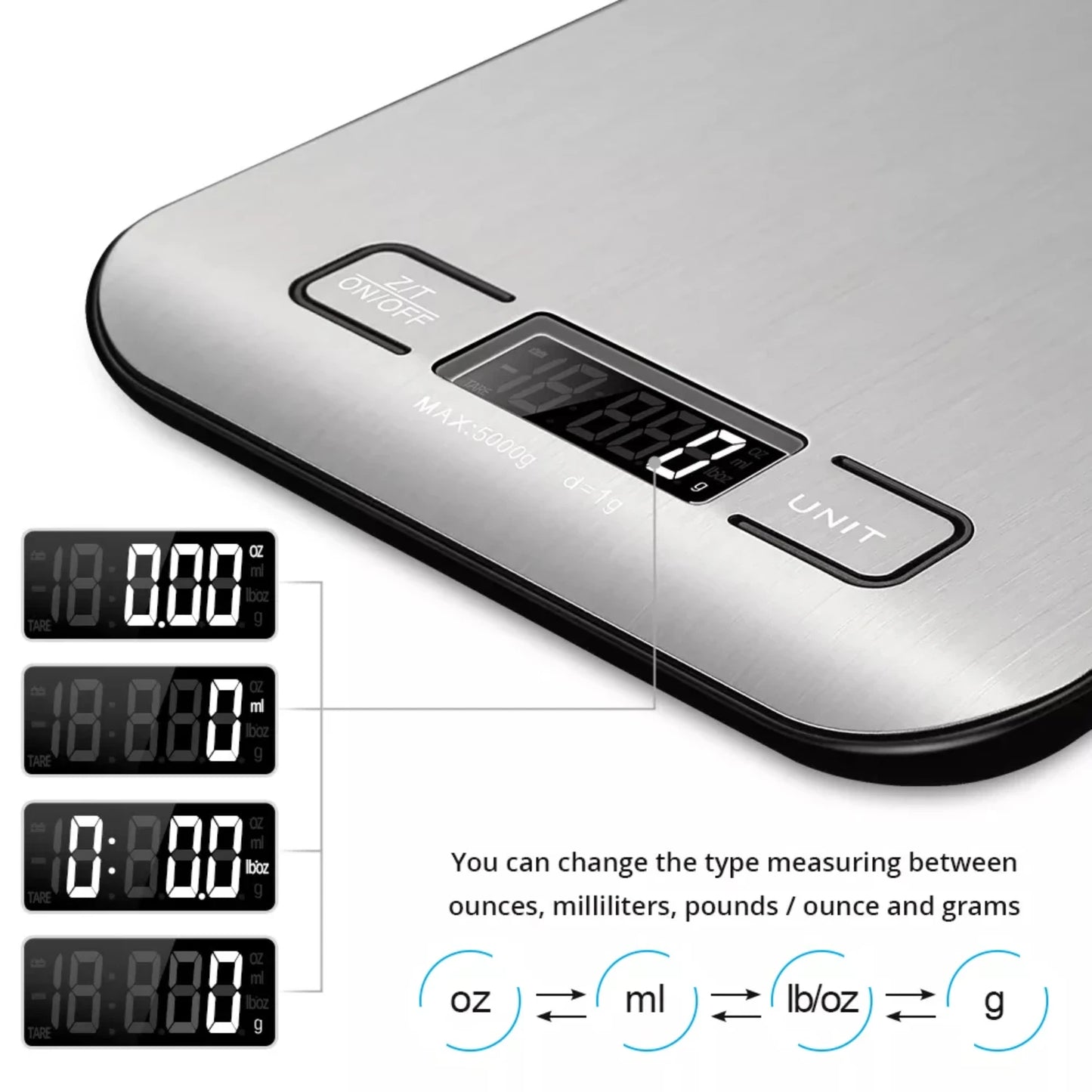 Digital Kitchen Scale LCD Display Precise Stainless Steel Food For Cooking Baking Weighing Electronic