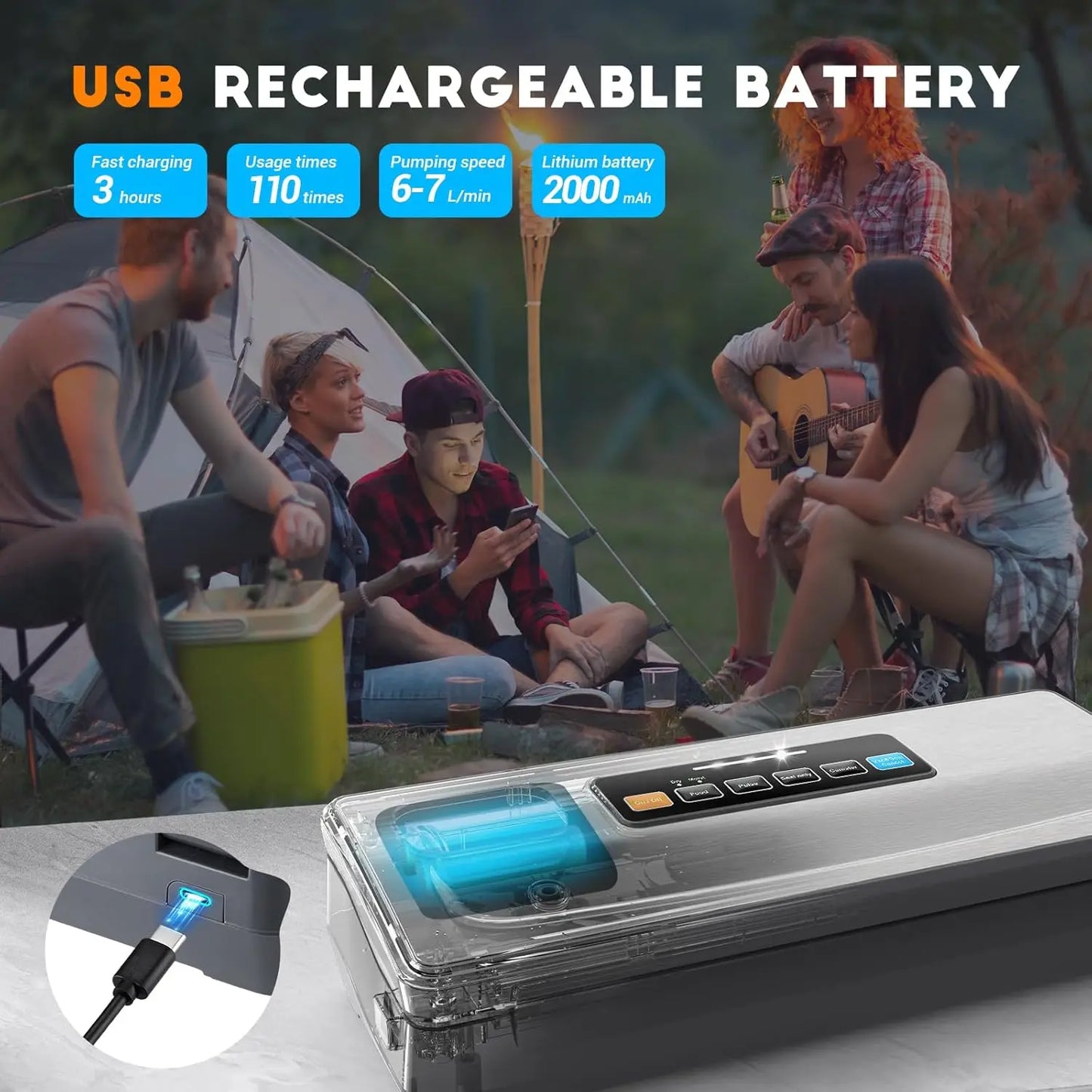 Rechargeable Cordless Vacuum Sealer  Bag Storage/Cutter