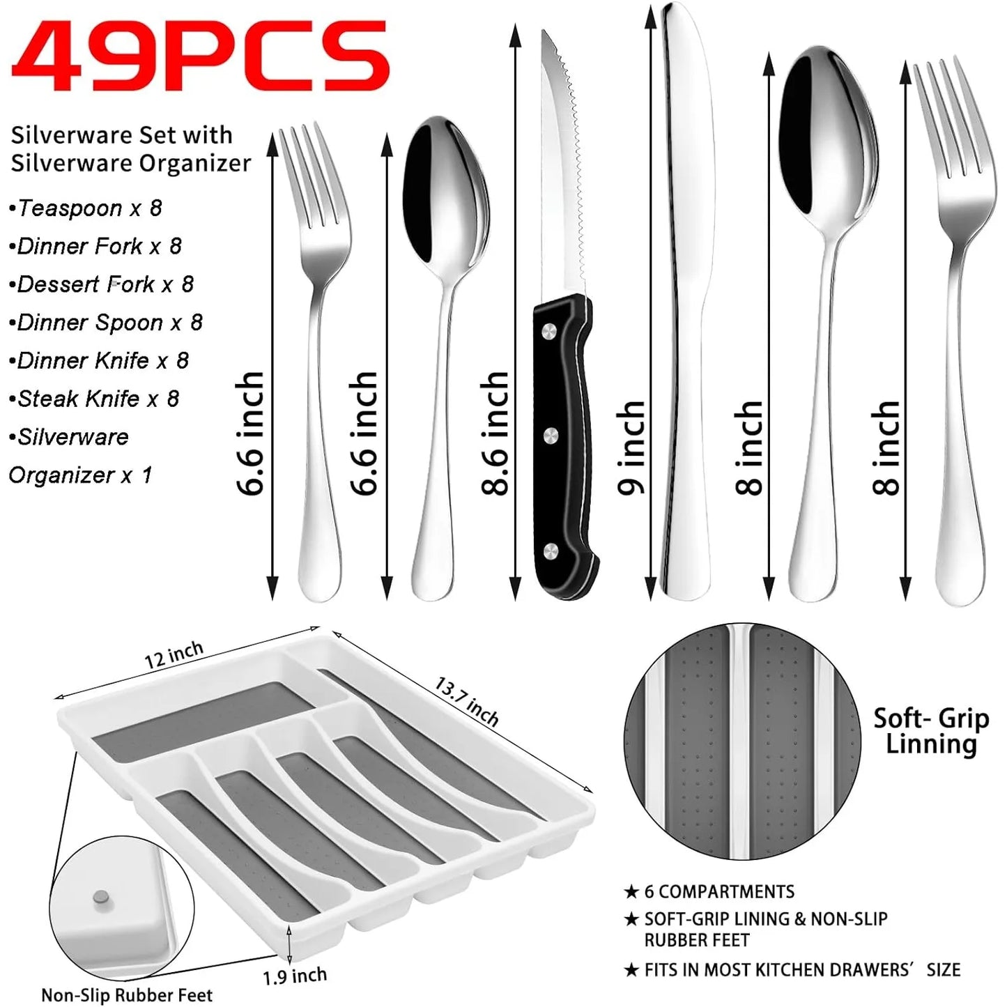 Stainless Steel Silverware Set Service For 8