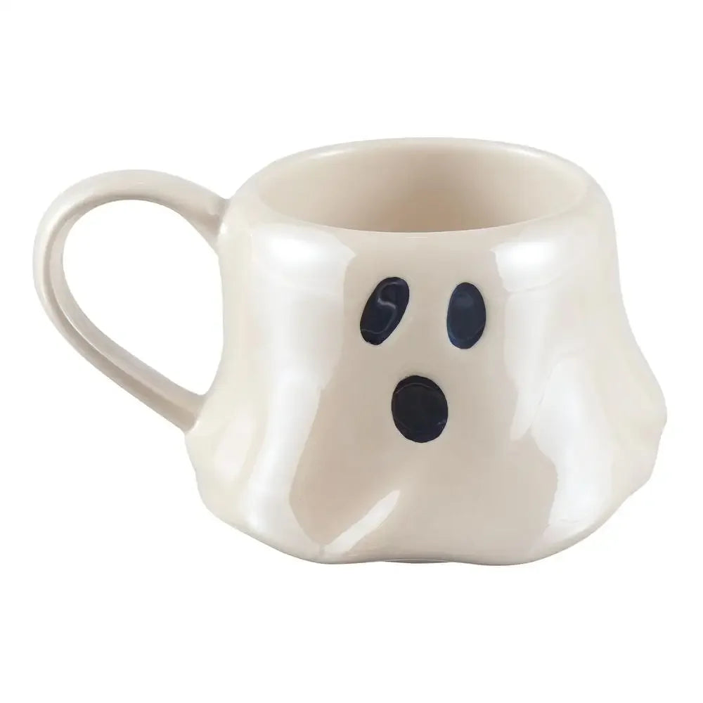 Halloween White Ghost Mug Set With Iron Rack