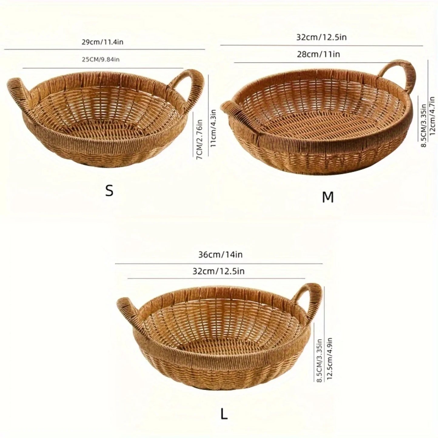 Round Rattan Bread Basket with Handle