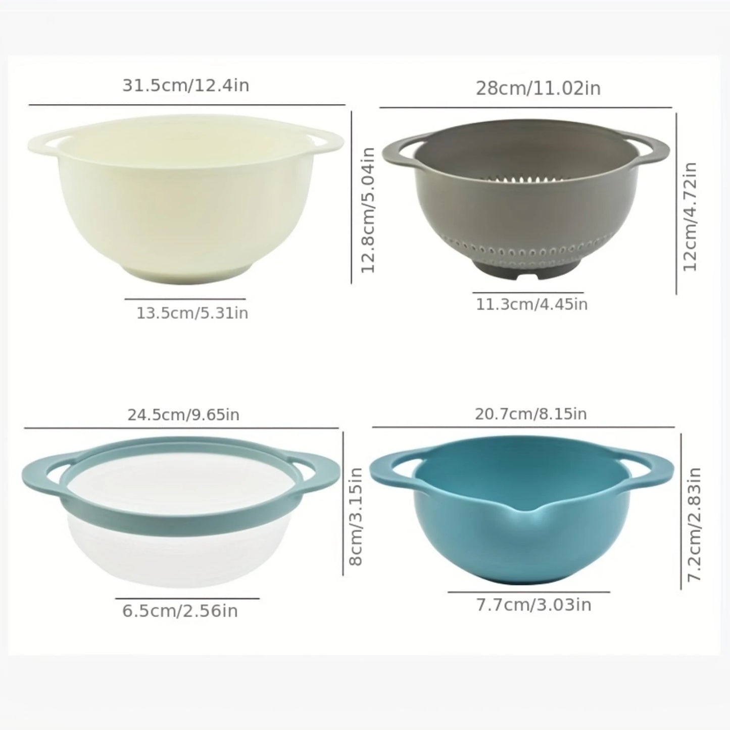 Nesting Bowls With Measuring Cups Colander And Sifter