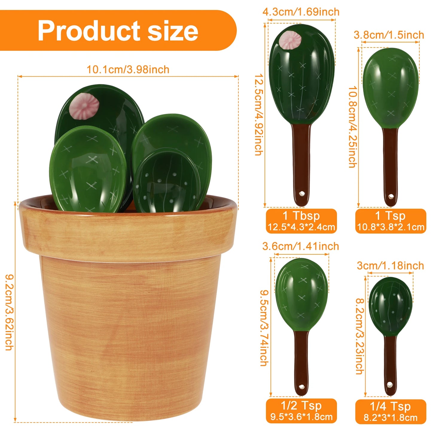 Cactus Measuring Spoon Set  with Base