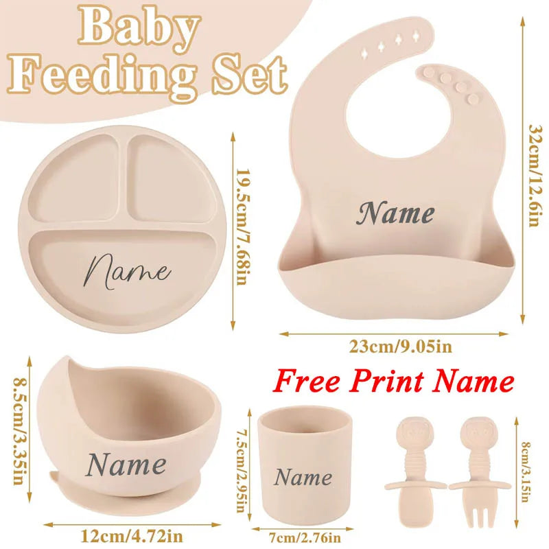 6Pcs Personalized Name Baby Feeding Set