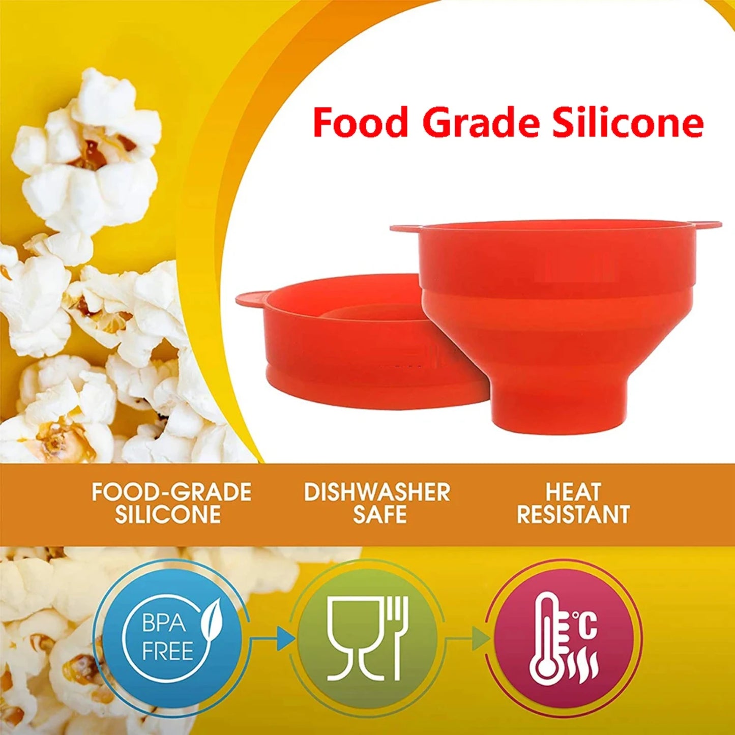 Popcorn Maker For Microwave Silicone /Foldable /Bowl