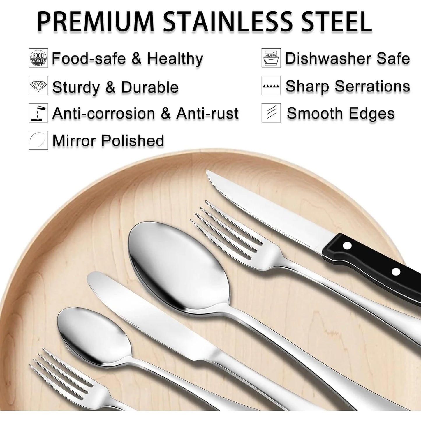 Stainless Steel Silverware Set Service For 8