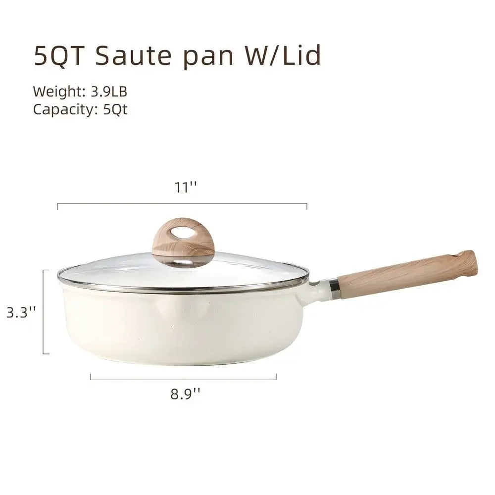 Nonstick Granite Sauté Pan White Color