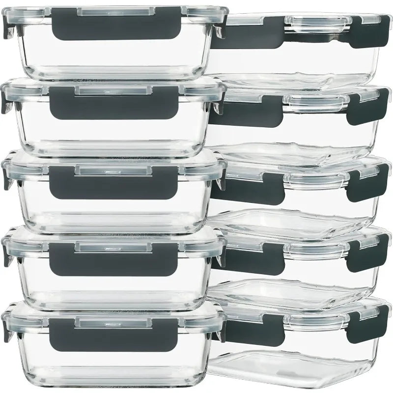 10 Pack Glass Storage Containers