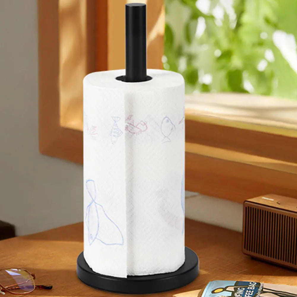 Stainless Steel  Paper Roll Holder with Weighted Base