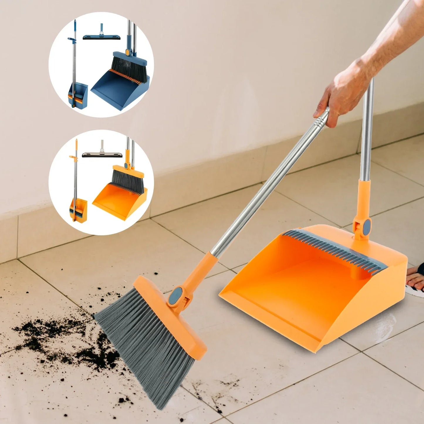 180°Rotating Brooms And Folding Dustpan Set