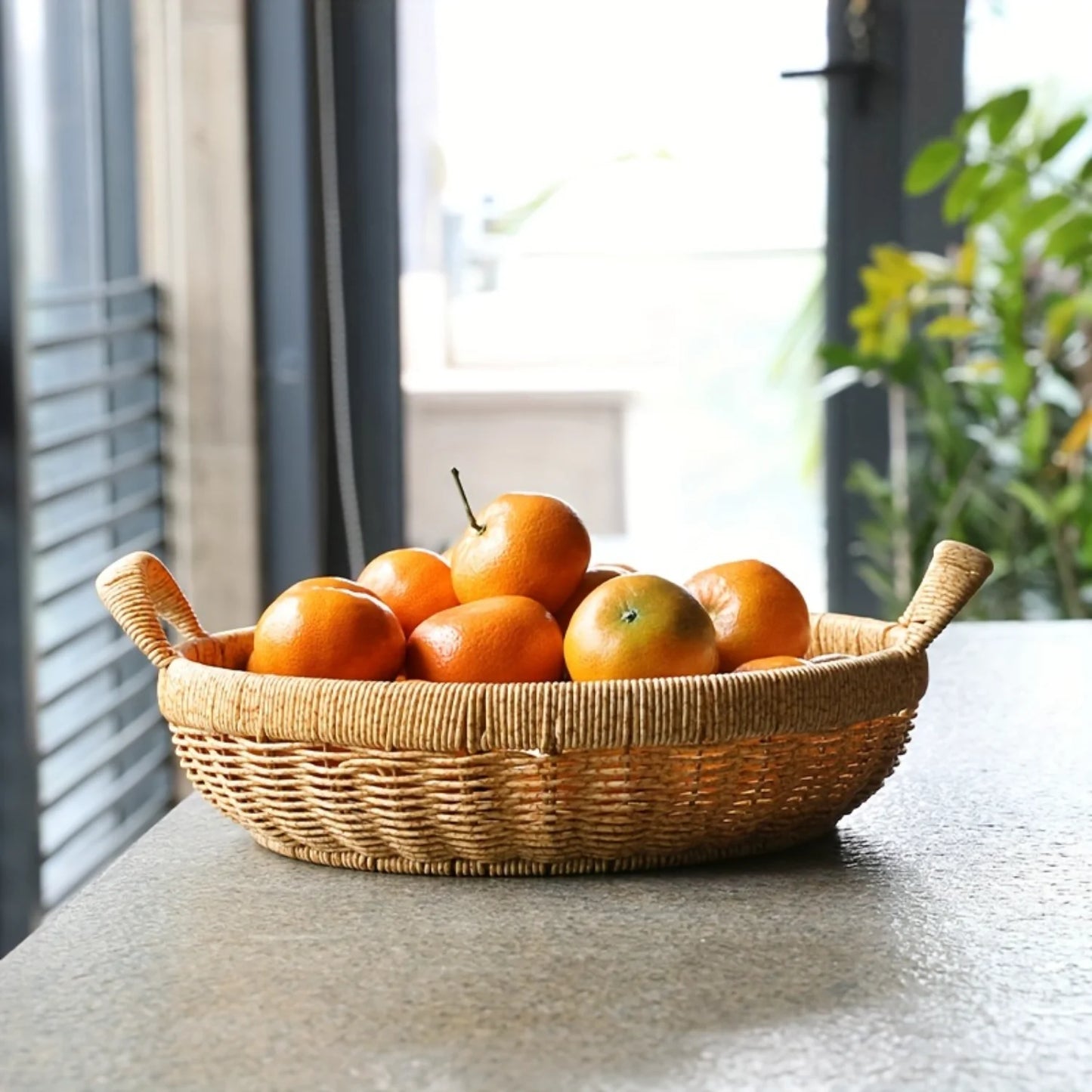 Round Rattan Bread Basket with Handle