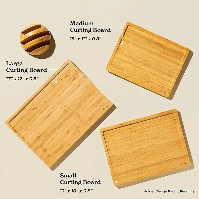 Bamboo Cutting Board Set with Holder