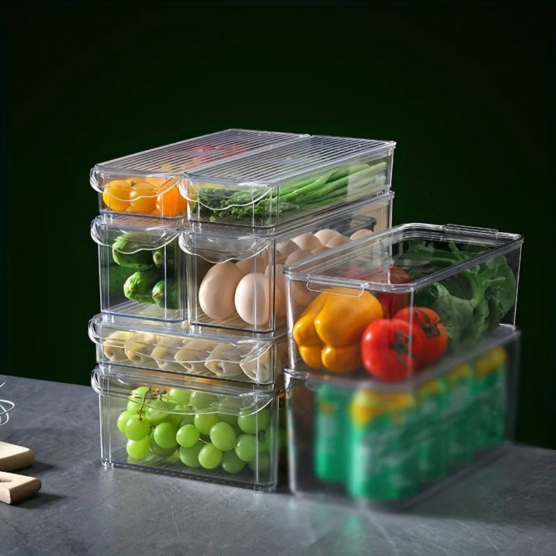 Fridge Organizer Stackable Bins with Lids