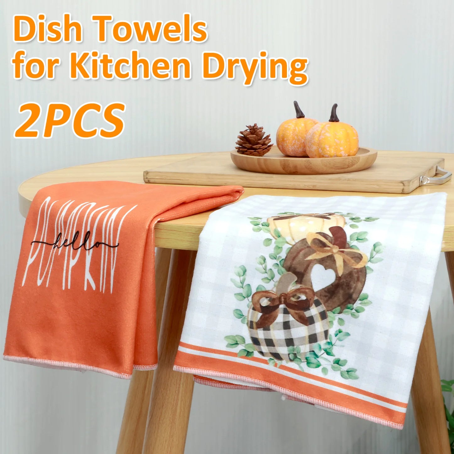 2Pcs Autumn Dish Towels Decor