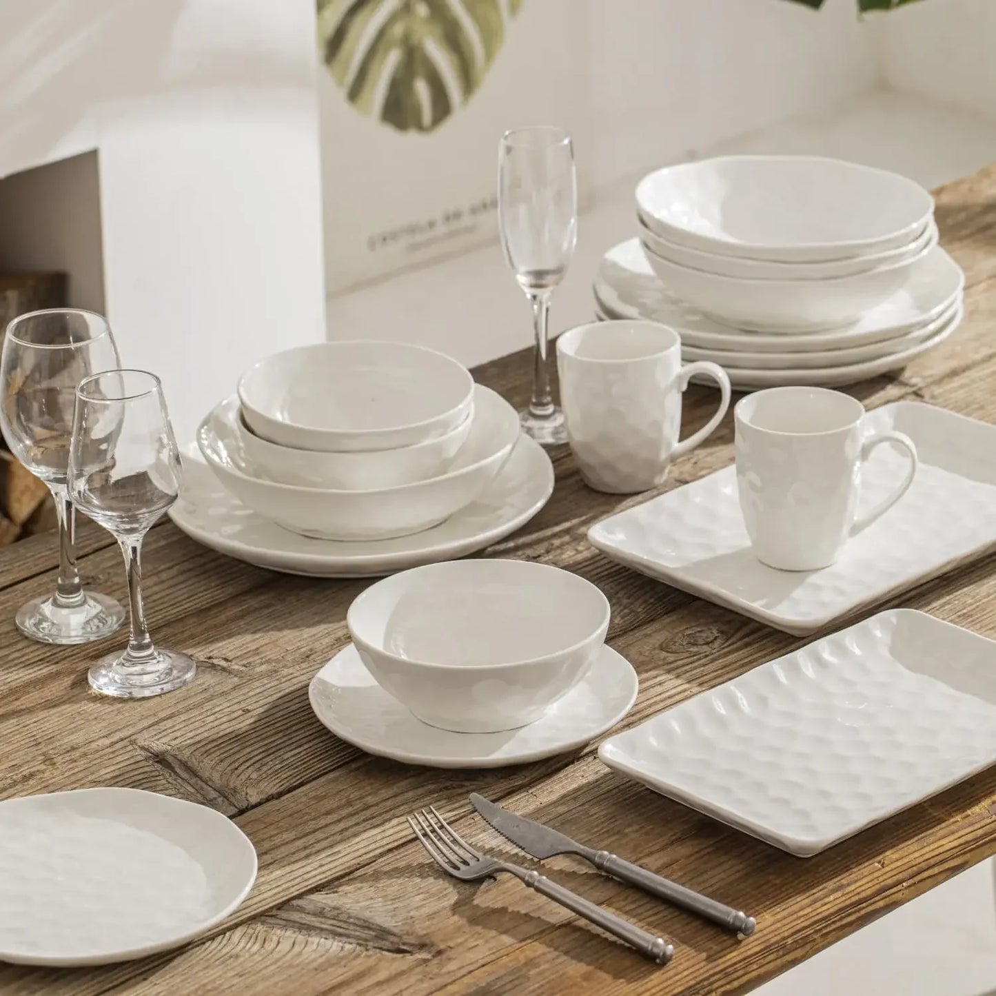 26 Piece Rectangular Porcelain Dinnerware Set