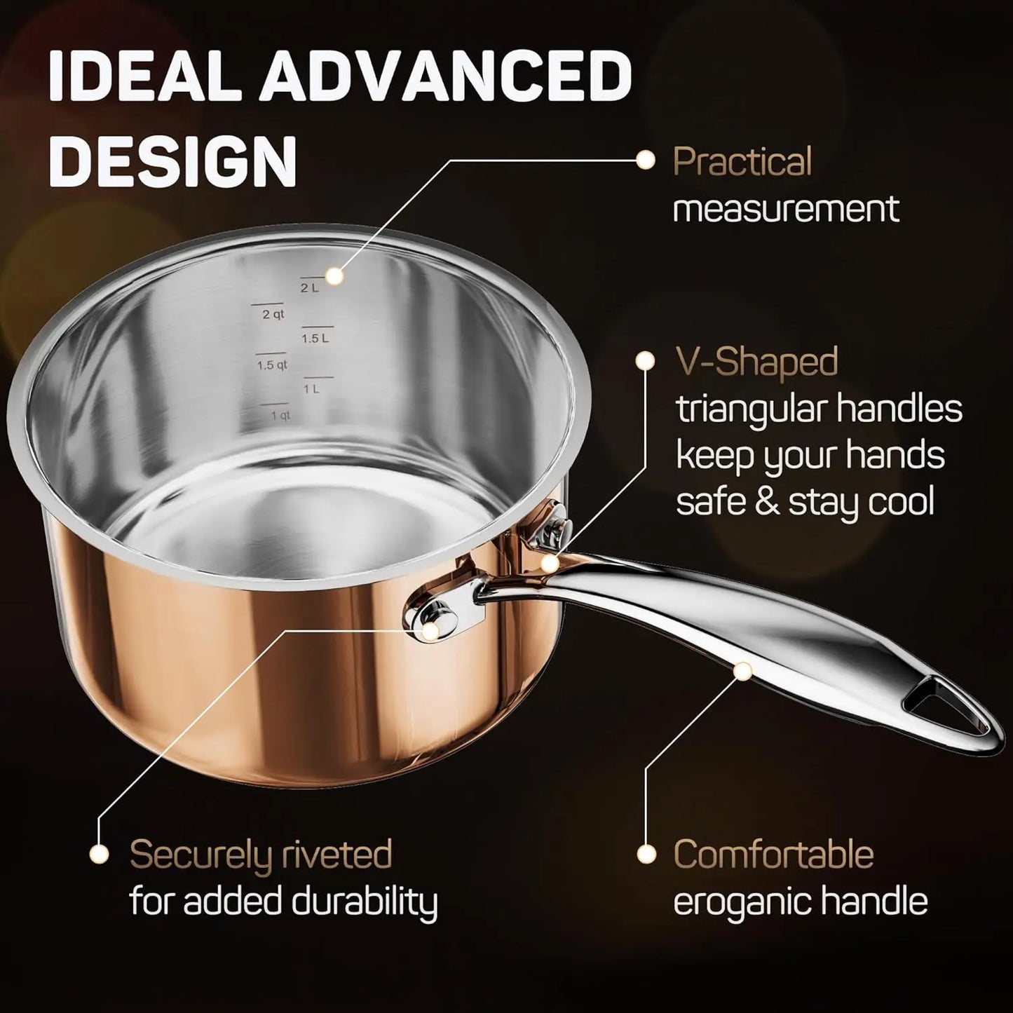 Stainless Steel Copper Pots And Pans Set