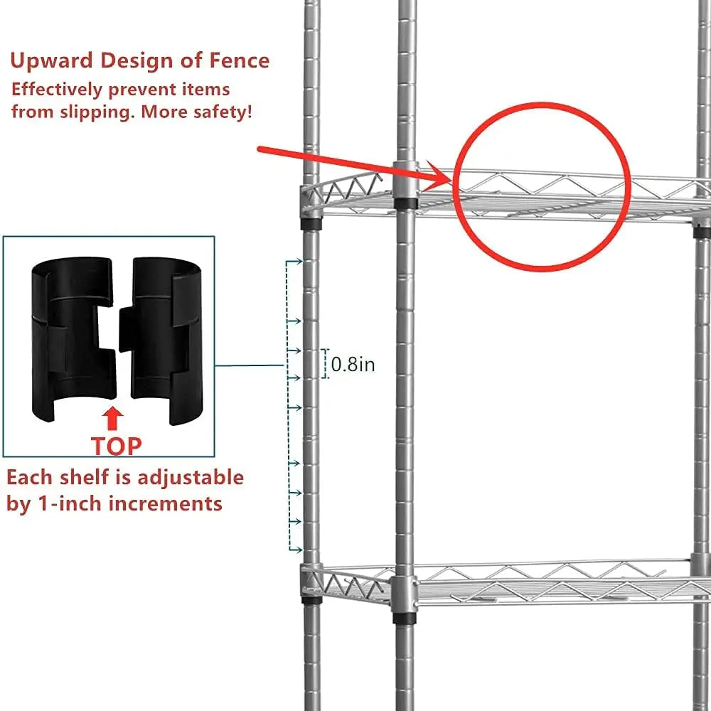 6 Wire Steel Shelving Rack /Adjustable Shelves