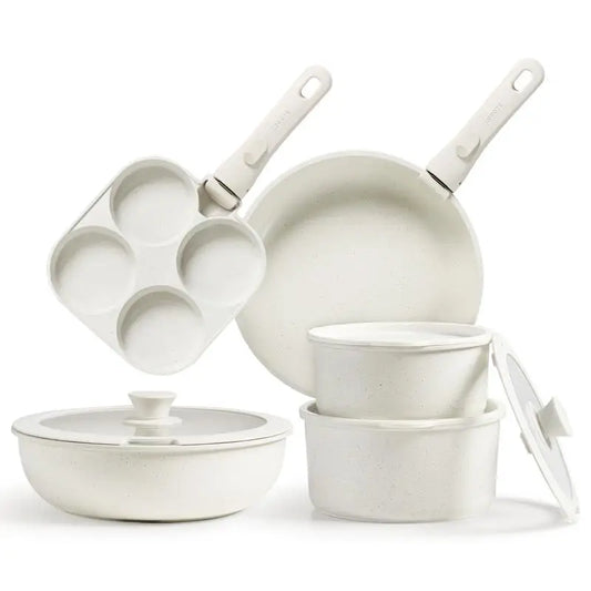 CAROTE 11Pcs Cream White Nonstick Cookware/ Oven Safe