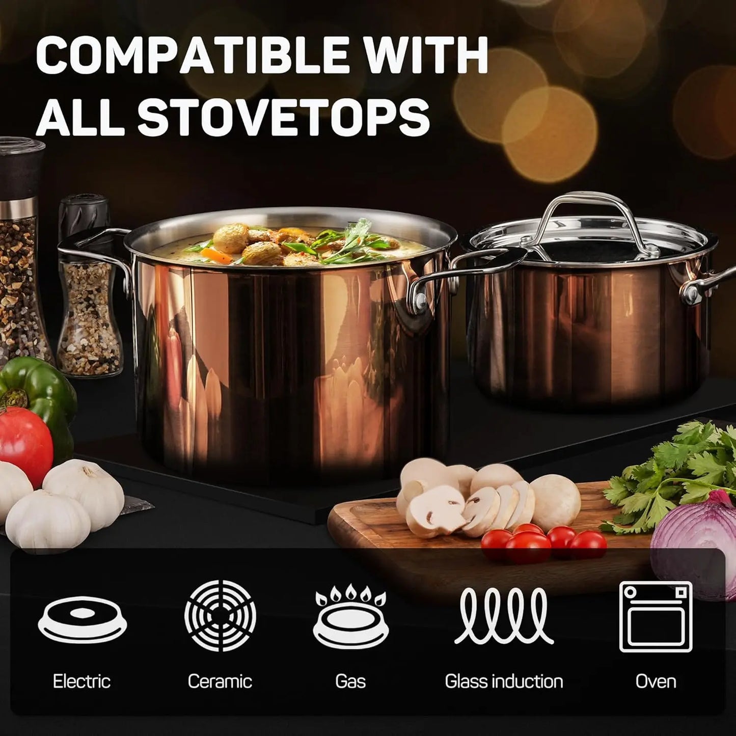 Stainless Steel Copper Pots And Pans Set