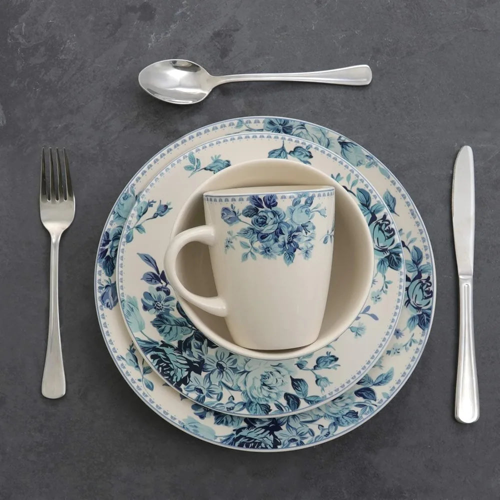 Traditional Blue And White 16 Piece Dinnerware Set