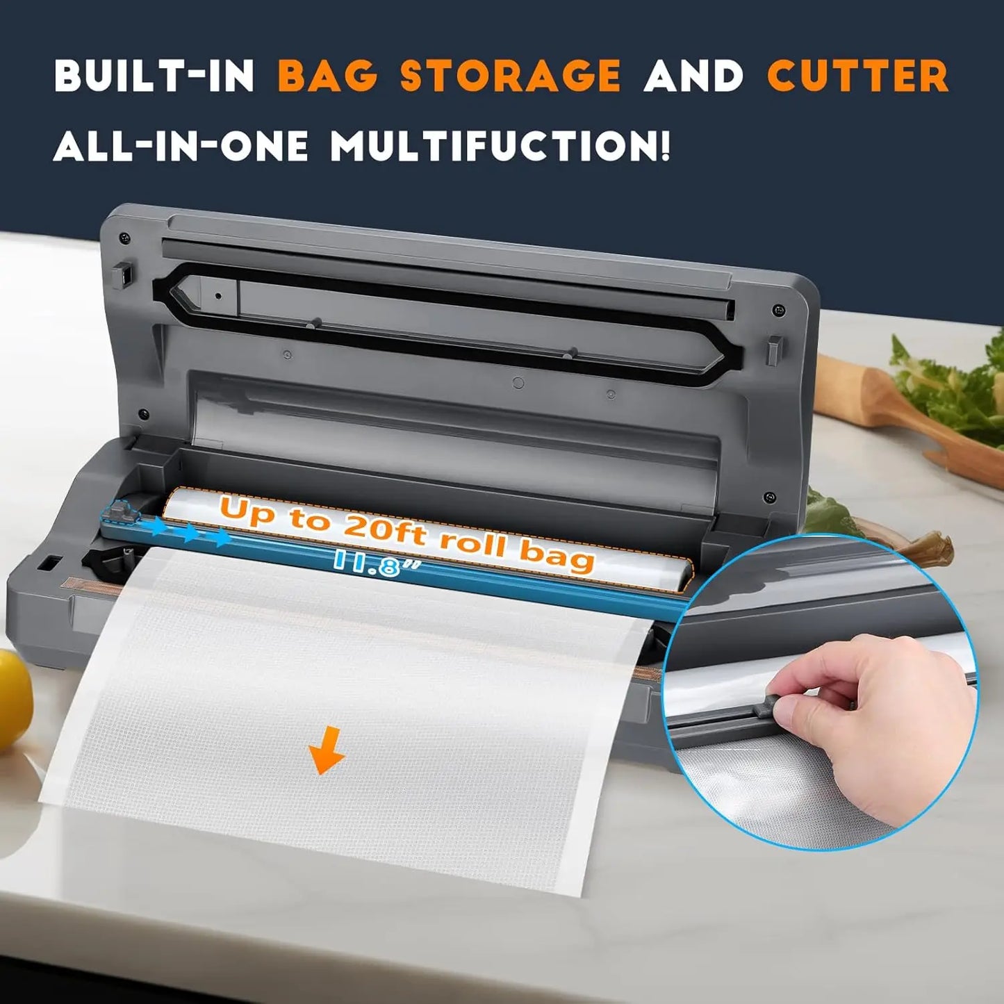 Rechargeable Cordless Vacuum Sealer  Bag Storage/Cutter