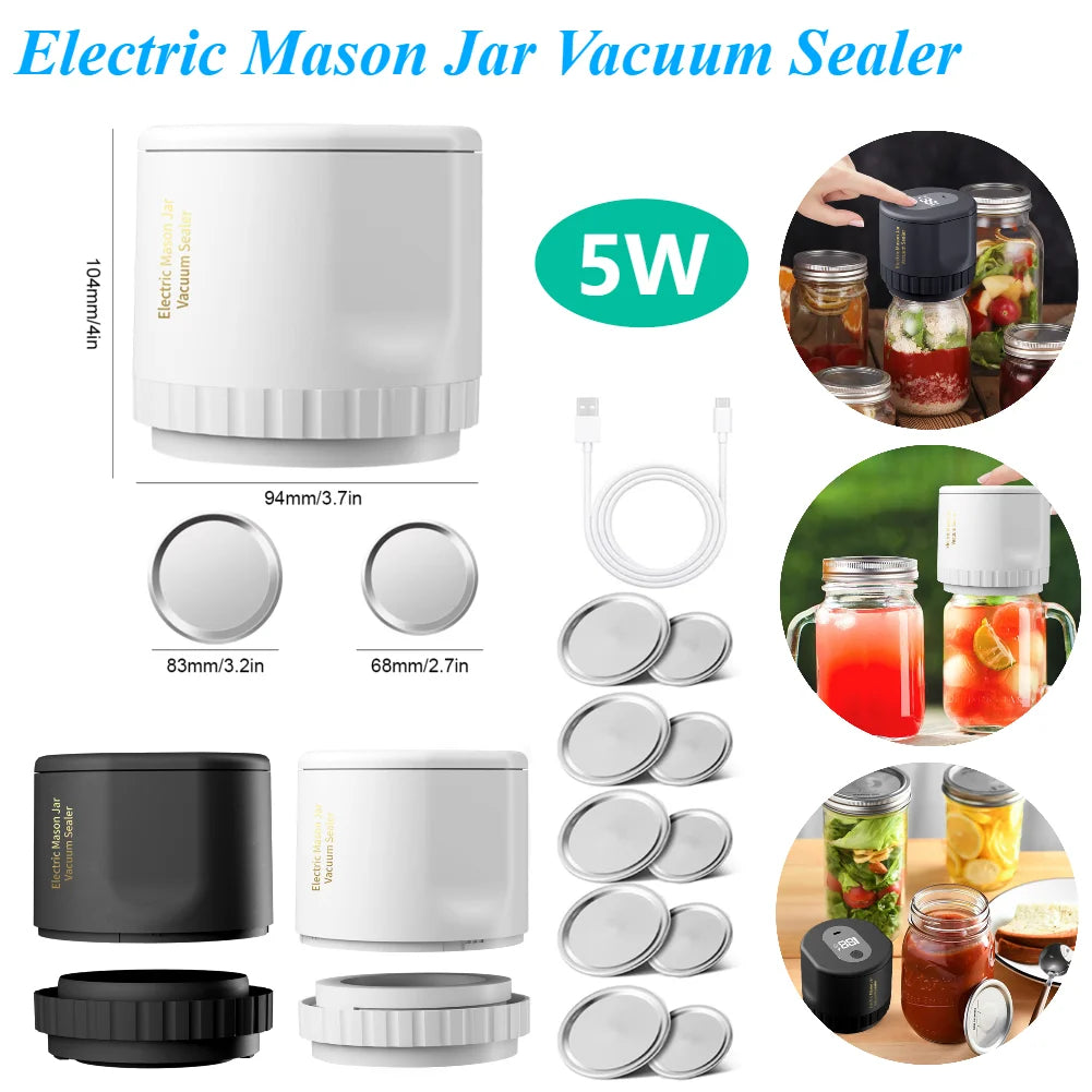 Electric Cordless Mason Jar Vacuum Sealer