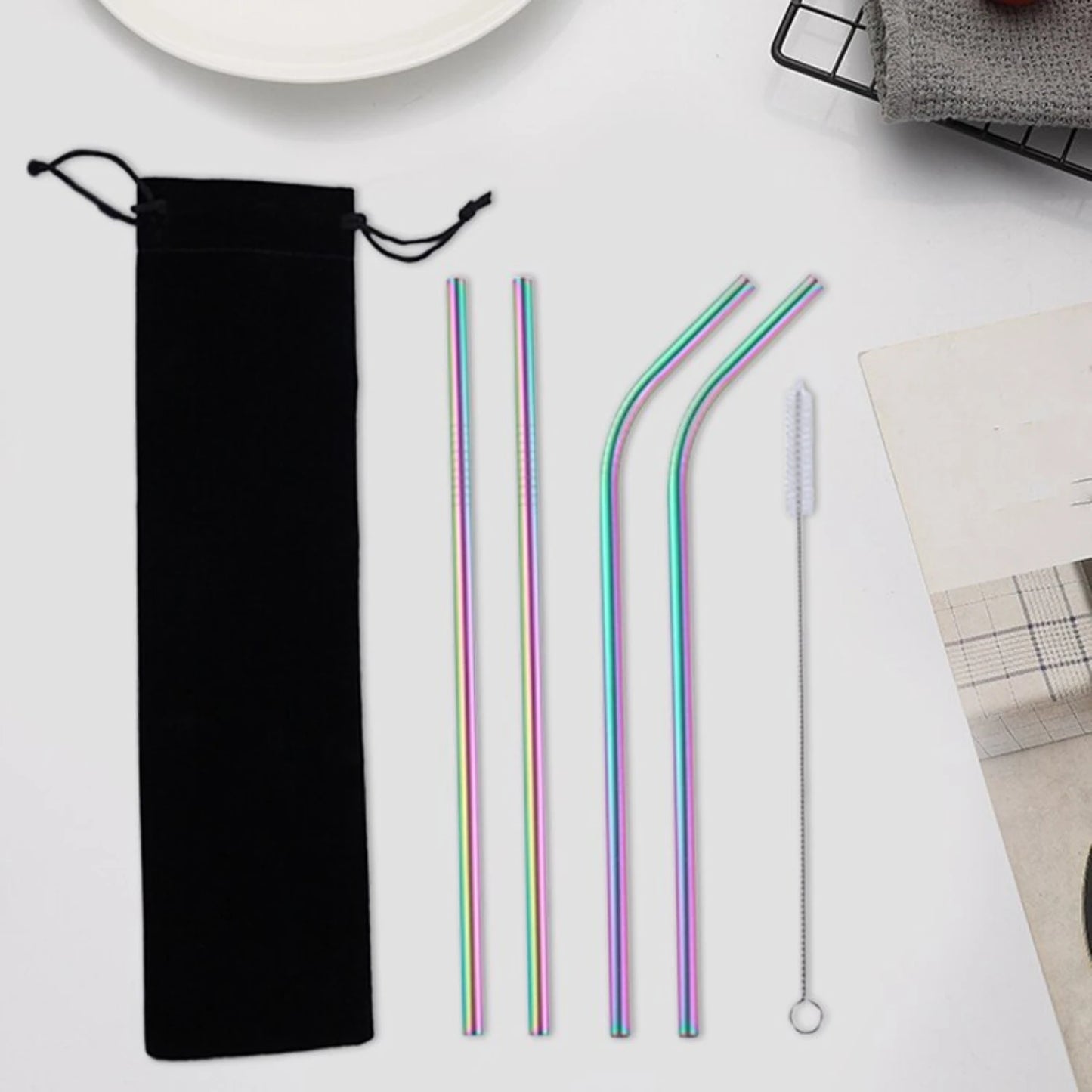 Stainless Steel Reusable 5 Piece Straw Set