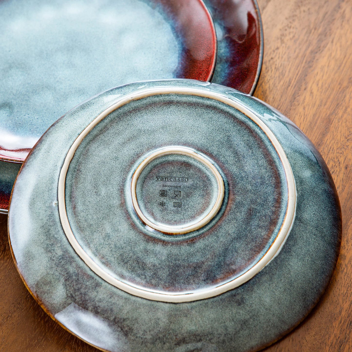 12/24/36-Piece Vintage Look Ceramic Red Tableware